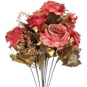 Clayre & Eef 6PL0341 Kunstbloemen Boeket Rozen Rood...