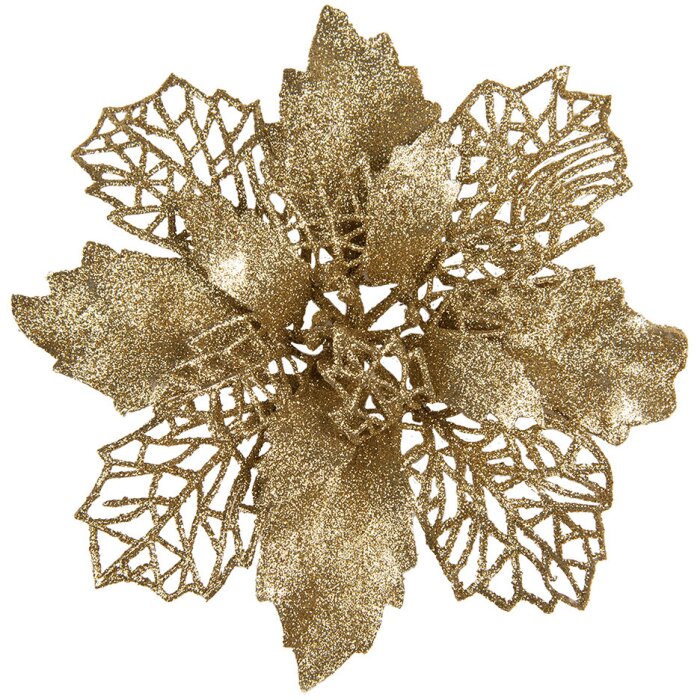 Clayre & Eef 65778GO Kerstdecoratie Bloem Goudkleurig Ø 22x5 cm