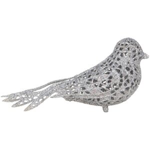 Clayre & Eef 65780 Decoratie Vogel Zilverkleurig...