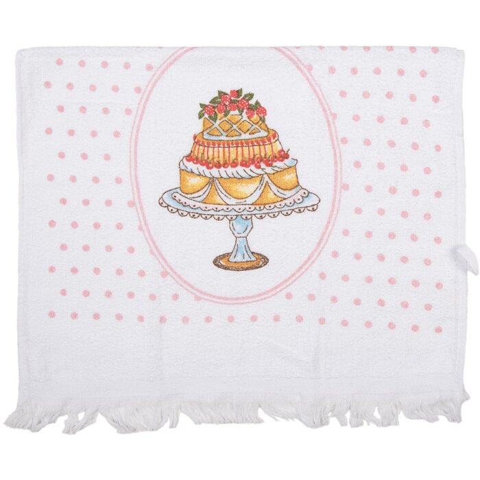 Clayre & Eef CT030 Gastendoek Wit Roze Landelijke Stijl 40x66 cm Katoen