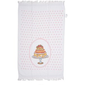 Clayre & Eef CT030 Gastendoek Wit Roze Landelijke Stijl 40x66 cm Katoen