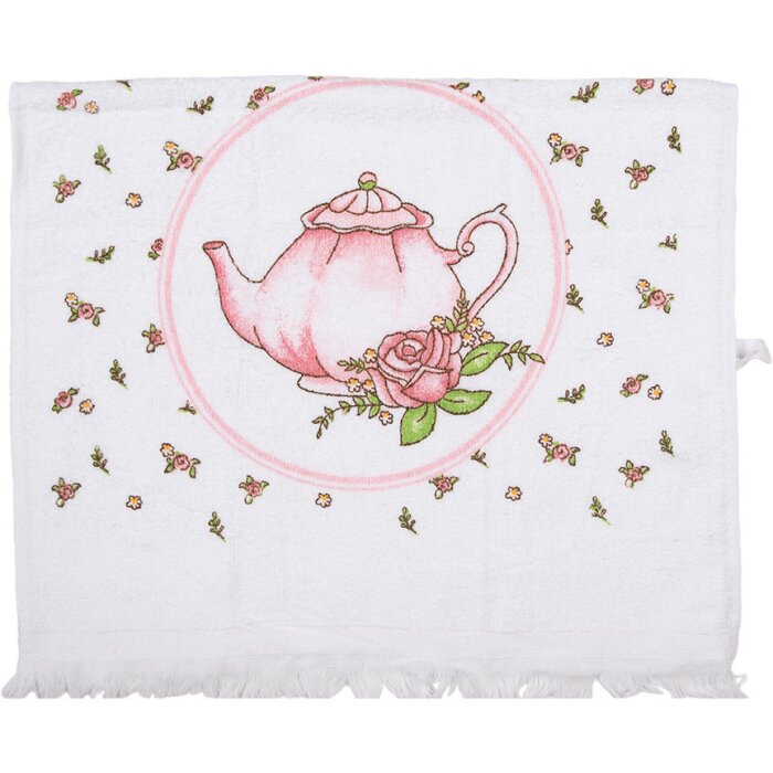 Clayre & Eef CT031 Gastendoek Wit Roze Katoen 40x66 cm