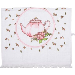 Clayre & Eef CT031 Gastendoek Wit Roze Katoen 40x66 cm