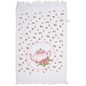 Clayre & Eef CT031 Gastendoek Wit Roze Katoen 40x66 cm