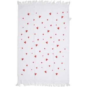 Clayre & Eef CTFAS-1 gastendoekje wit rood hartjesmotief 40x66 cm 100 % katoen