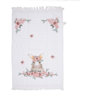 Clayre & Eef CTFEB-2 Gastendoek Wit Roze Bloemen...