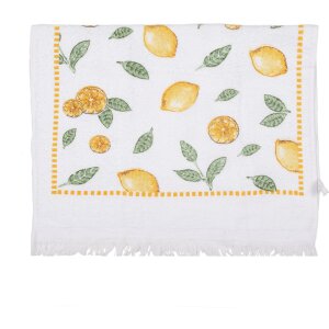 Clayre & Eef CTLEL-1 Lemon Design Gastendoek Wit Geel...