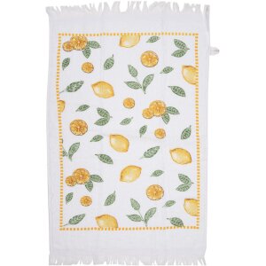 Clayre & Eef CTLEL-1 Lemon Design Gastendoek Wit Geel 40x66 cm