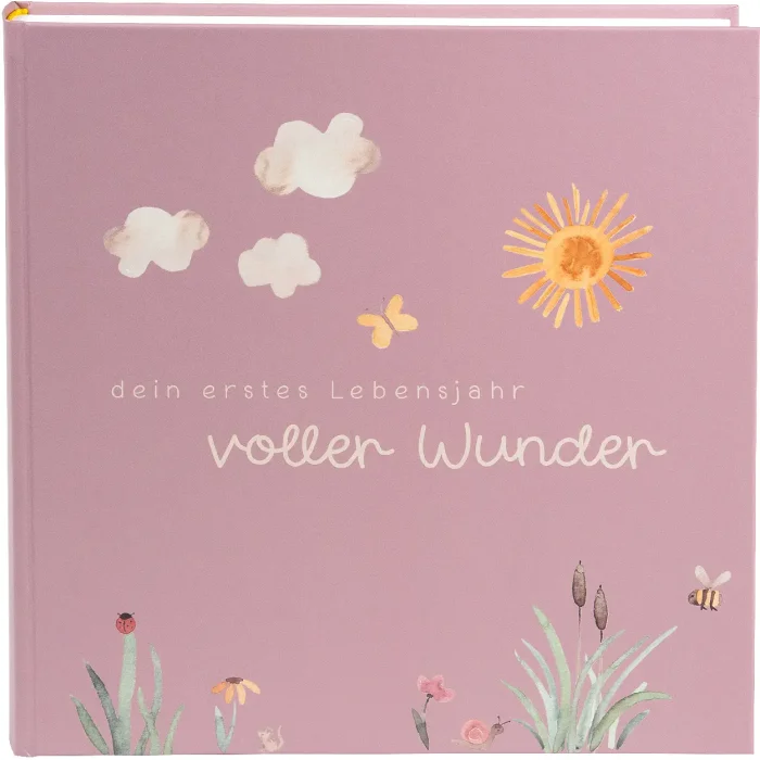 Goldbuch babyalbum vol verwondering weide schemerroze 30x31 cm 58 paginas glassine