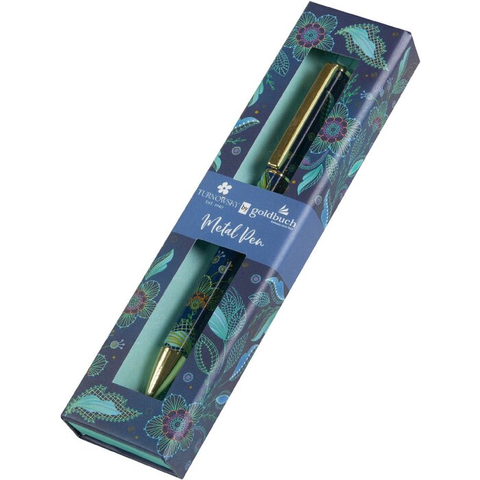 Goldbuch lievelingspen Natures Melody Blue Draaimechanisme met bloemmotief