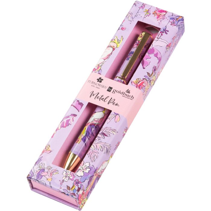 Goldbuch favoriete pen Insignia metaal biros bloemen goud paars roze