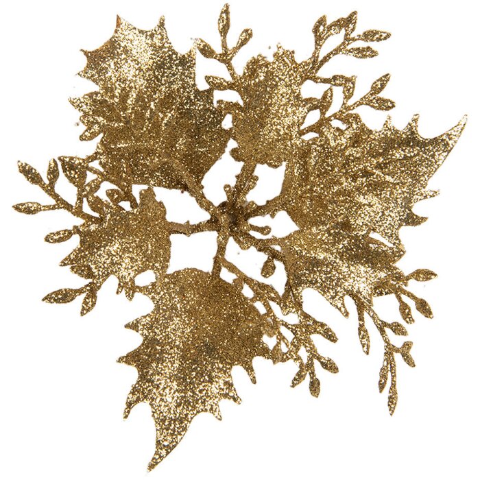 Clayre & Eef 65784 Kerstdecoratie bloem goud Ø 11x3 cm kunststof