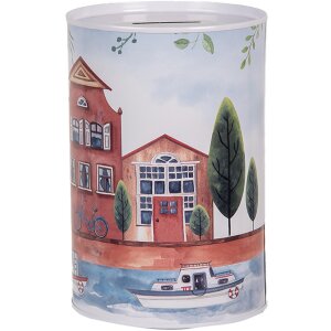 Clayre & Eef 6BL0158 Spaarpot Huizen Bootjes Ø...