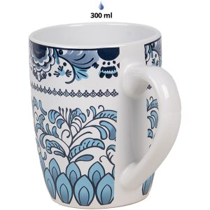 Clayre & Eef 6CEMU0166 Mok Wit Blauw Keramisch Boho...