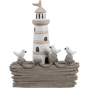 Clayre & Eef 6PR4422 Decoratieve Vuurtoren Wit Bruin...