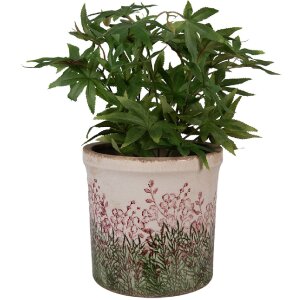 Clayre & Eef 6CE2017L Bloempot keramiek beige groen...