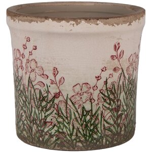 Clayre & Eef 6CE2017S Bloempot keramiek beige groen...