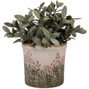 Clayre & Eef 6CE2017S Bloempot keramiek beige groen...