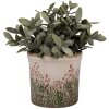 Clayre & Eef 6CE2017S Bloempot keramiek beige groen Ø 13x12 cm landelijke stijl