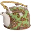 Clayre & Eef 6CETE0176 Theepot Keramisch Groen Rood 800 ml Retro Vintage