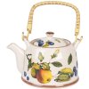 Clayre & Eef 6CETE0177 Theepot Keramiek Wit Geel 800 ml Retro Vintage