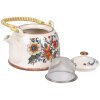 Clayre & Eef 6CETE0178 Theepot Keramiek 800 ml Wit Blauw Vintage Stijl