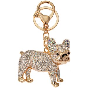 Juleeze JZKC0166 Sleutelhanger Bulldog Goud Strass 5x2x6 cm