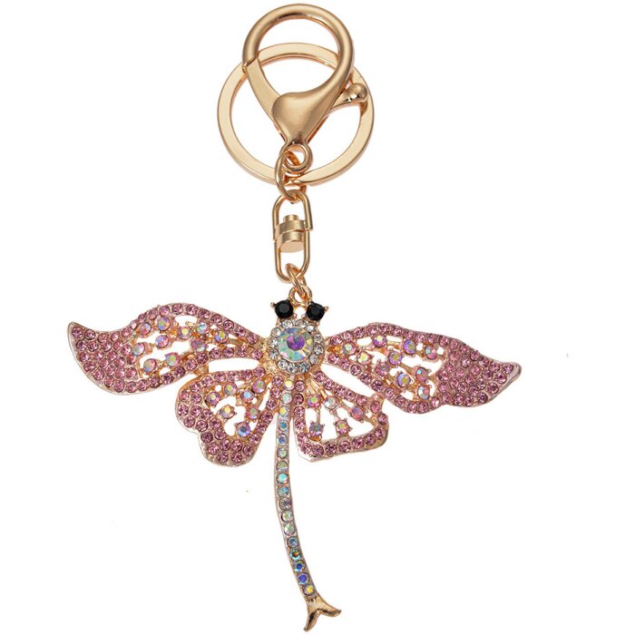 Juleeze JZKC0167 Sleutelhanger Dragonfly Goud Roze 6x1x8 cm