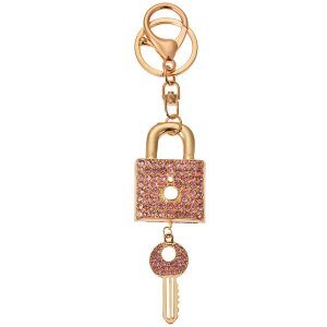 Juleeze JZKC0180 Sleutelhanger goudkleurig roze met...