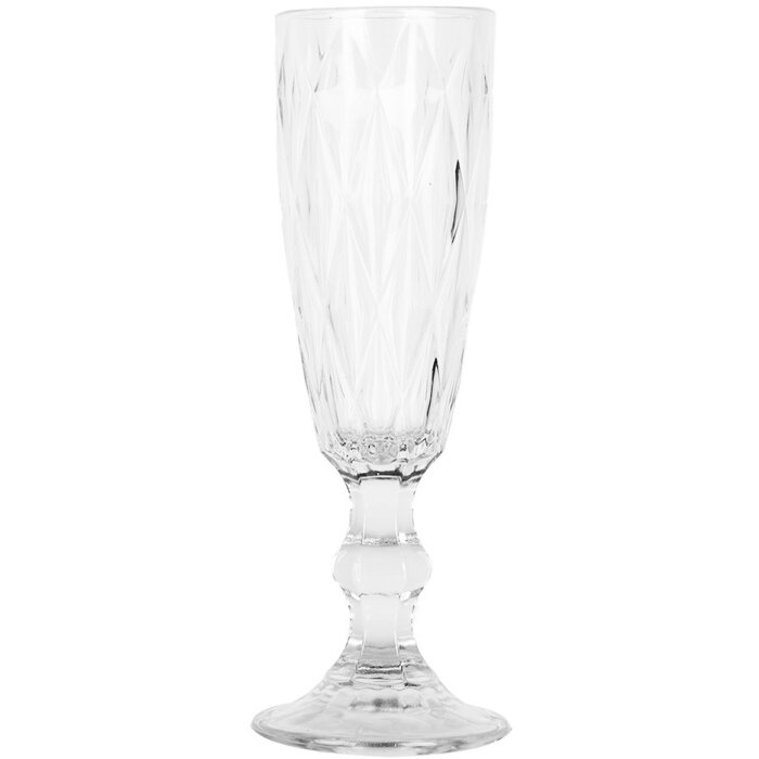 Clayre & Eef Champagneglas ruitvormig geslepen Ø 7 cm hoogte 20 cm 175 ml