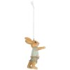 Clayre & Eef Hangende Konijn Decoratie Beige Blauw 5x4x8 cm