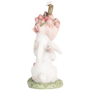 Clayre & Eef Decoratief Beeldje Konijn met Paraplu 9x7x15 cm Wit Roze