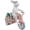 Clayre & Eef Decoratief Konijn op Fiets Wit Roze 29x12x31 cm Paasbeeldje