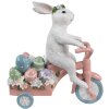 Clayre & Eef Decoratief Konijn op Fiets Wit Roze 29x12x31 cm Paasbeeldje