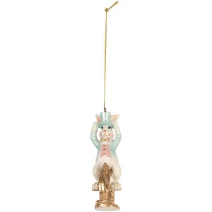 Clayre & Eef 6PR5711 Decoratie hangend konijn hanger 4x4x10 cm