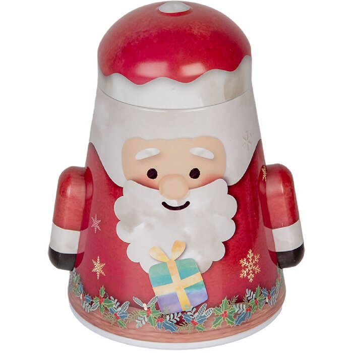 Clayre & Eef blikken doos kerstman 12x10x15 cm rood witte kerstdecoratie