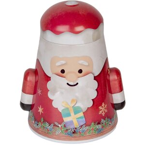 Clayre & Eef blikken doos kerstman 12x10x15 cm rood witte kerstdecoratie