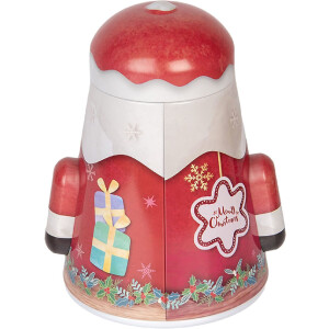 Clayre & Eef blikken doos kerstman 12x10x15 cm rood witte kerstdecoratie