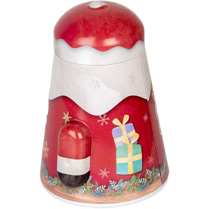 Clayre & Eef blikken doos kerstman 12x10x15 cm rood witte kerstdecoratie