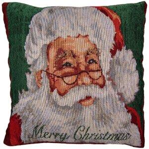 Clayre & Eef KT021.377 Kussenhoes Rood Wit 44x44 cm Kerstman Landelijke Stijl