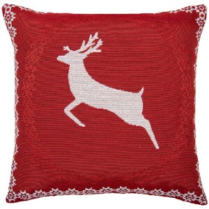 Clayre & Eef KT021.383 Kussenhoes 44x44 cm Rood Wit...