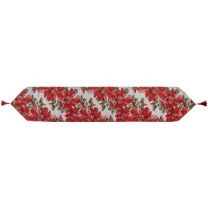 Clayre & Eef tafelloper 33x180 cm kerststerren landelijke stijl rood groen