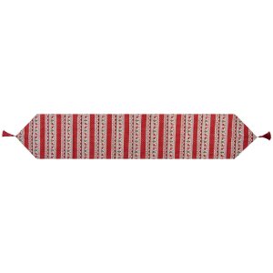 Clayre & Eef KT065.014 Tafelloper 33x180 cm Rood Beige Kerstmis