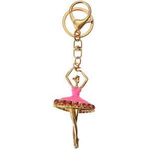 Juleeze JZKC0188 Sleutelhanger Ballerina Goud Roze 4x2x8 cm