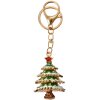 Juleeze JZKC0194 Sleutelhanger kerstboom goud groen strass 4x3x6 cm