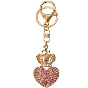 Juleeze JZKC0200 Sleutelhanger goud roze strass 3x2x5 cm