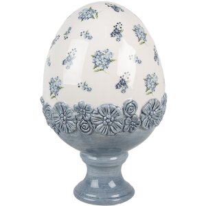 Clayre & Eef 6CE2038 Decoratief Ei Keramiek Wit Blauw...