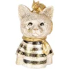 Clayre & Eef 6PR5075 Decoratieve Bust Kat met Muis Goud Zwart-Wit 11x9x18 cm