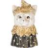 Clayre & Eef Decoratieve Buste Kat Polyresin Wit Zwart Goud 12x10x18 cm