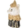 Clayre & Eef Decoratieve Buste Kat Polyresin Wit Zwart Goud 12x10x18 cm